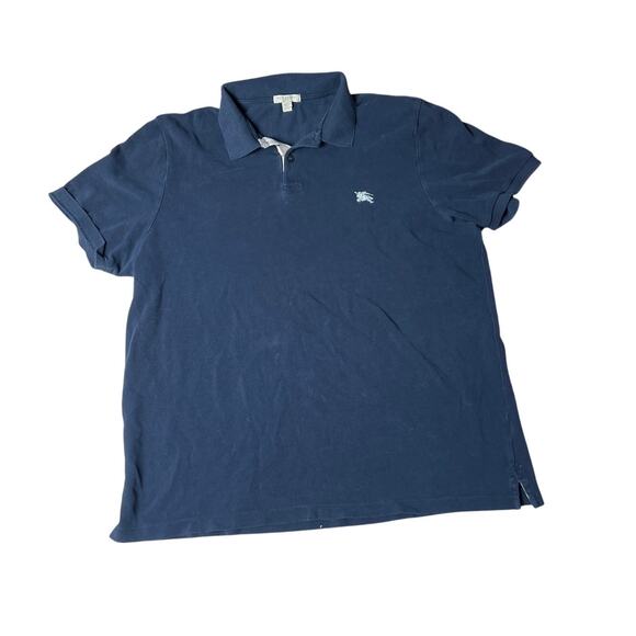 Burberry Brit Other - Burberry Men’s 3XL Nova Check Pattern Collar Pique Cotton Polo Shirt Navy Blue